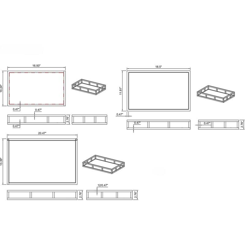 Somette Rectangular Stainless Steel Mirrored Nesting Trays - 20"x 13"