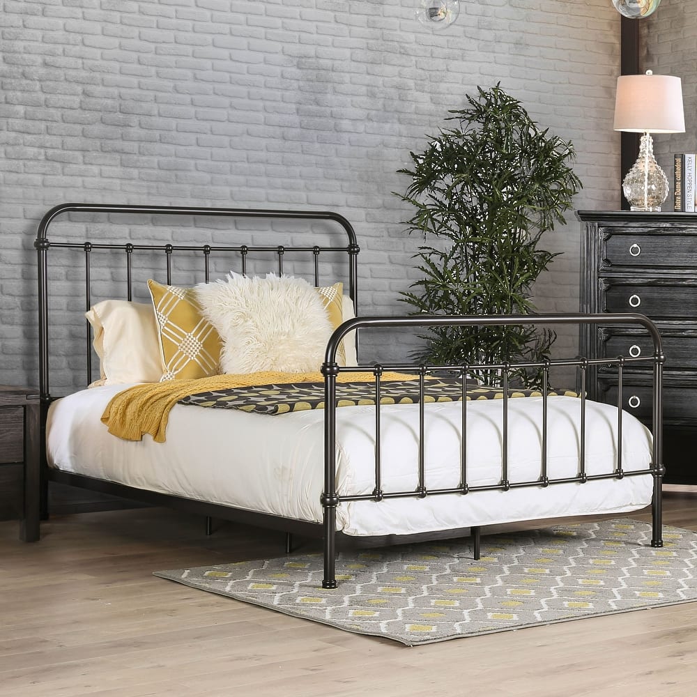 Norielle Rustic Metal Spindle Panel Bed by Furniture of America