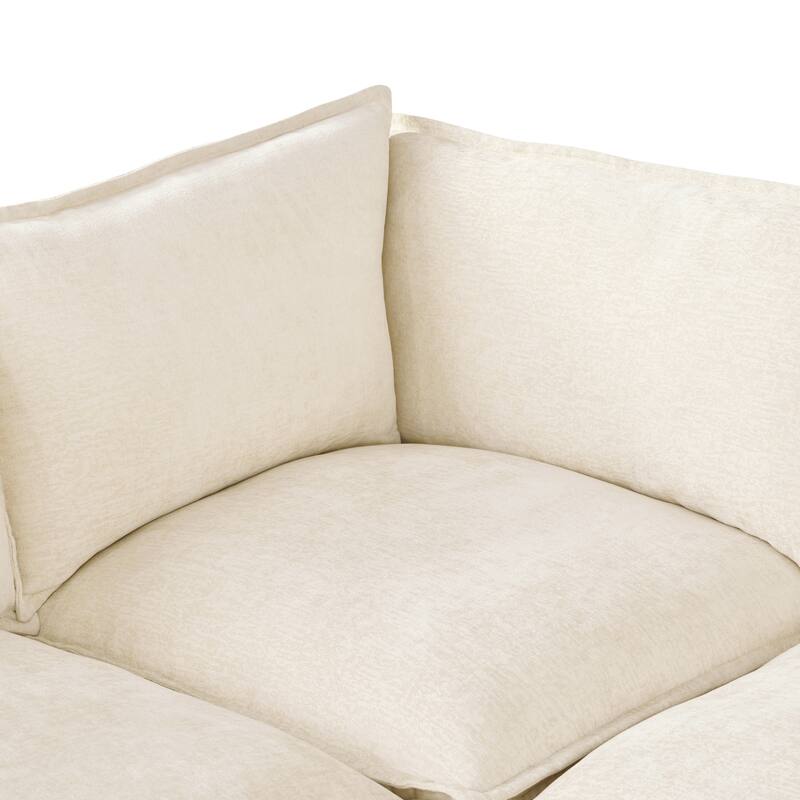 U-Shape Sectional Sofa Upholstered Couch with Removable Cushions and Solid Wood Frame, Modular Sofa 2 with Movable Ottoman