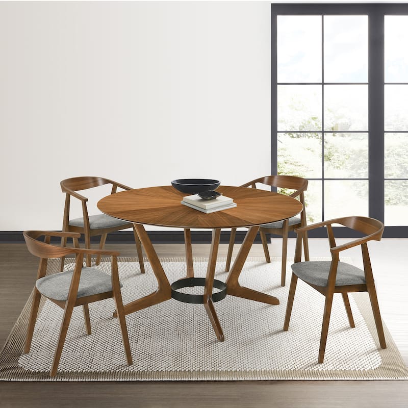 Santana Mid-Century Modern Round Wood Dining Table