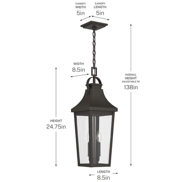 dimension image slide 0 of 2, Cleary 2-Light Outdoor Pendant with Clear Glass - 24.75