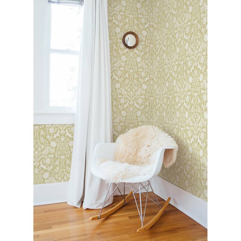 Chesapeake Forest Dance Honey Damask Wallpaper