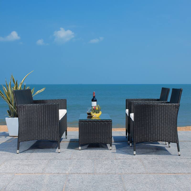 SAFAVIEH Outdoor Tamya 4-Piece Patio Conversation Set - 41W x 31D x 23H
