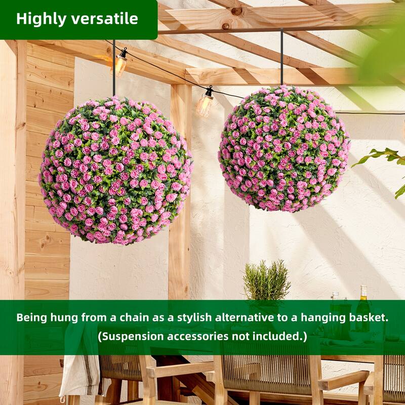 Flower Topiary Ball Decorative Balls 2PCS, Artificial Topiary Balls, for Outdoor Patio Garden and Indoor