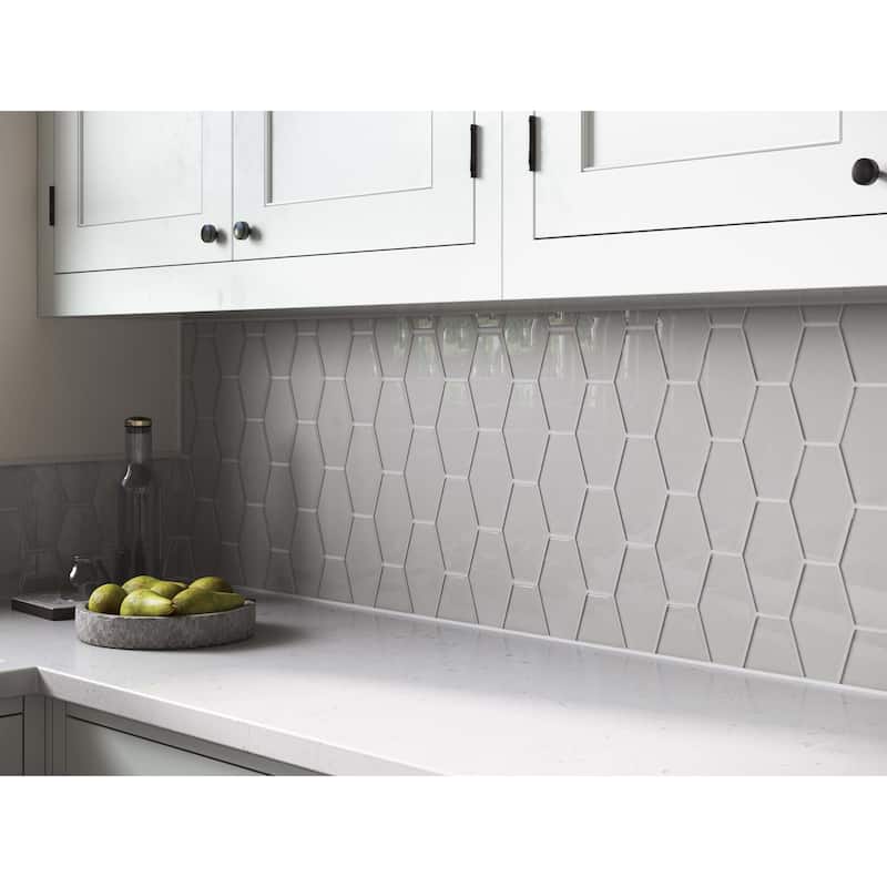 Cruz Bay Studio MKT2871 Long Hex - 11" x 11" Geometric Wall Tile -