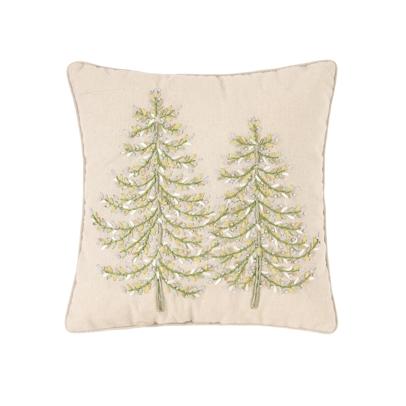 Christmas Winter Garden Ribbon Art Tree 16" x 16" Throw Pillow
