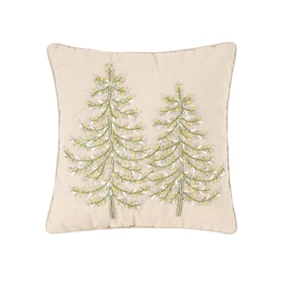 Christmas Winter Garden Ribbon Art Tree 16" x 16" Throw Pillow