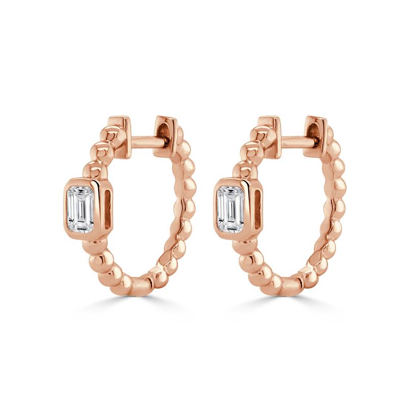 Joelle Collection 14K Yellow Gold Emerald Cut Diamond Earrings