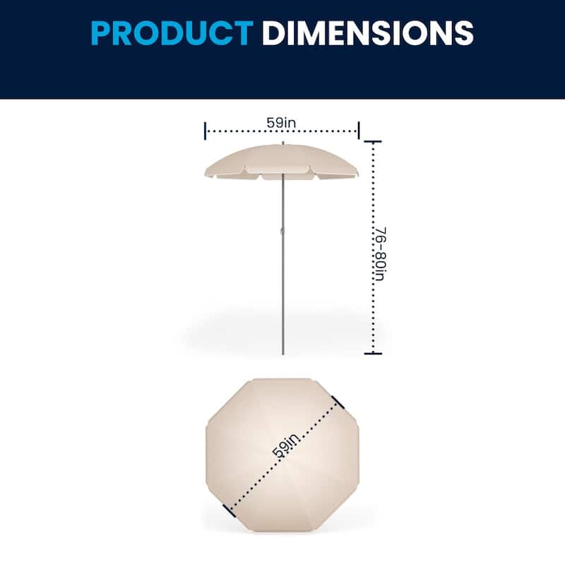 Nantucket 6 Piece Patio Garden Set with Table, Umbrella and 4 Folding Chairs