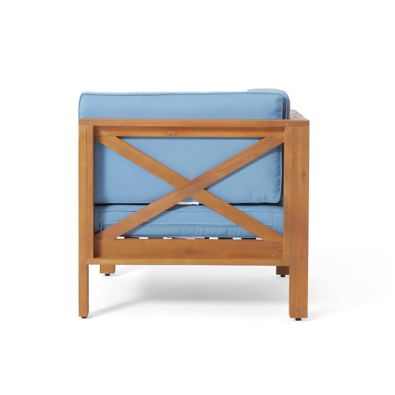 Brava Outdoor 11 Seater Acacia Wood Sectional Sofa and Club Chair Set by Christopher Knight Home