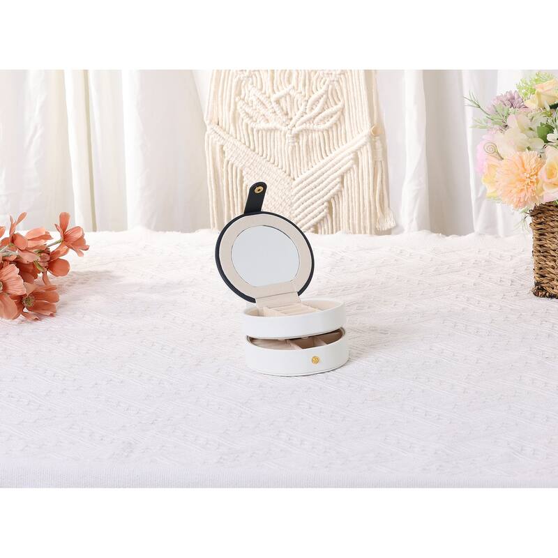 2 Layer Jewelry Box for Women Girls Birthday Gifts, PU Leather Jewelry Organizer Case Storage Holder - 11x11x5.8cm