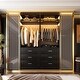 preview thumbnail 45 of 50, Kyrvo Freestanding Closet System with 3 Wooden Drawers and Hanging Rod and Storage Shelf, Walk-in Closet Organizer Wardrobe Set of 2 - Black