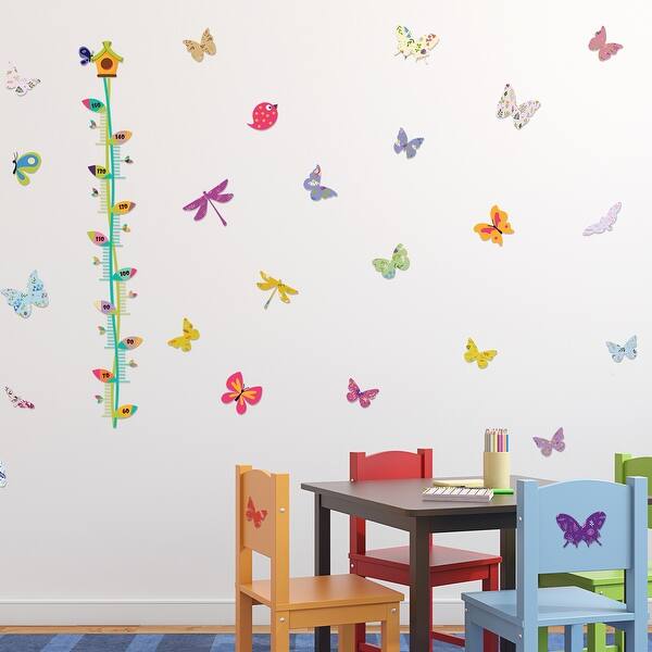 dimension image slide 1 of 3, Walplus Butterflies Height Chart Children Wall Sticker Nursery Decor