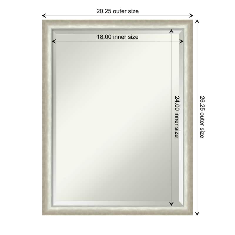 Two Tone Beveled Wood Framed Bathroom Vanity Wall Mirror - Two Tone Silver - Glass Size 18x24