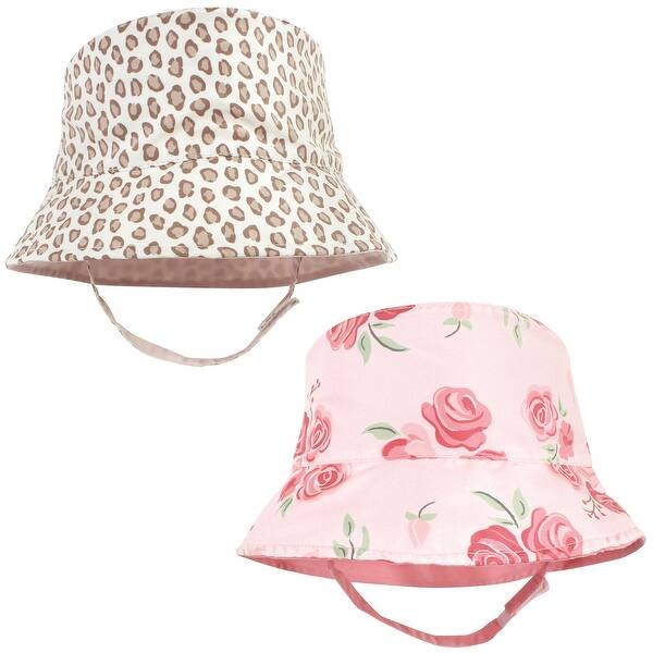 slide 1 of 1, Hudson Baby Infant Girl Sun Protection Hat, Blush Rose Leopard Blush Rose Leopard - 0-12 Months