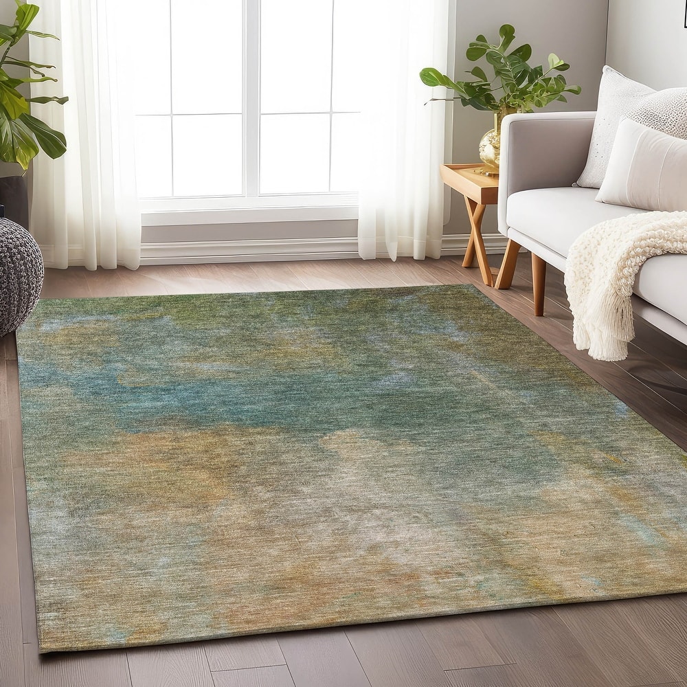 Machine Washable Indoor/ Outdoor Ombre Solid Chantille Rug
