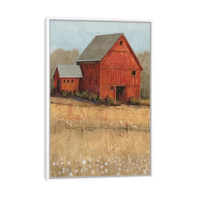 iCanvas "Red Barn View II" by Tim OToole Framed Canvas Print