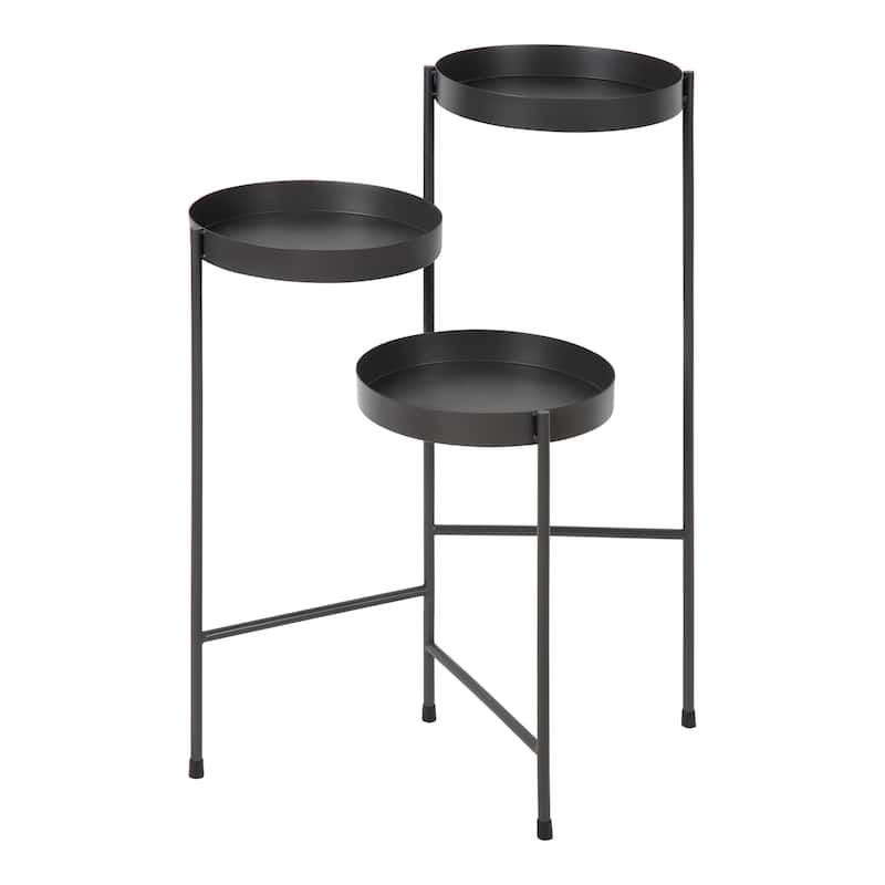 Kate and Laurel Finn Metal 3-tier Modern Plant Stand - 16x21x30 - Gray