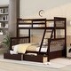preview thumbnail 3 of 15, Classic Wooden Bunk Bed,Twin-Over-Full Bunk Bed with Ladders & Drawers