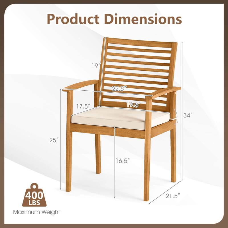 Costway Patio Dining Chairs Set of 2with Removable Padded Cushion