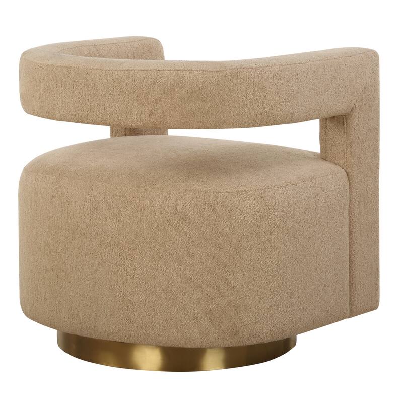 Floating Barrel Back Swivel Chair - 30" - Brown and Gold
