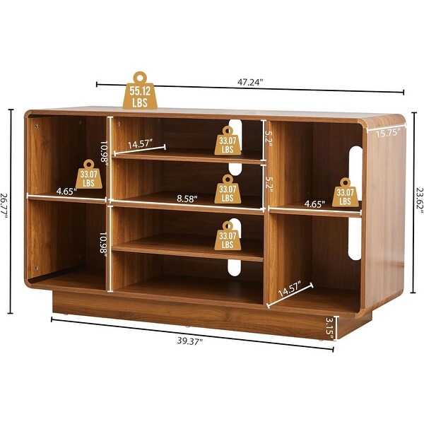5-Tier Media Storage Cabinet with Adjustable Shelves & Cable