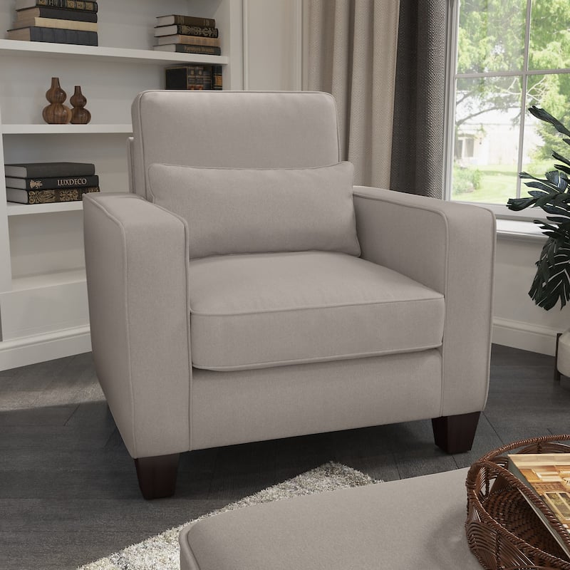 Stockton Accent Chair with Arms by Bush Furniture - Beige Herringbone