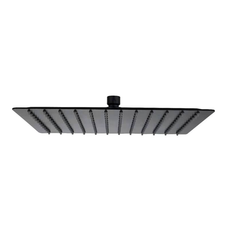 Super-thin 12'' Rotatable High Pressure Rain Shower Head with Self-Cleaning and Aerating Technology in Black / Gold