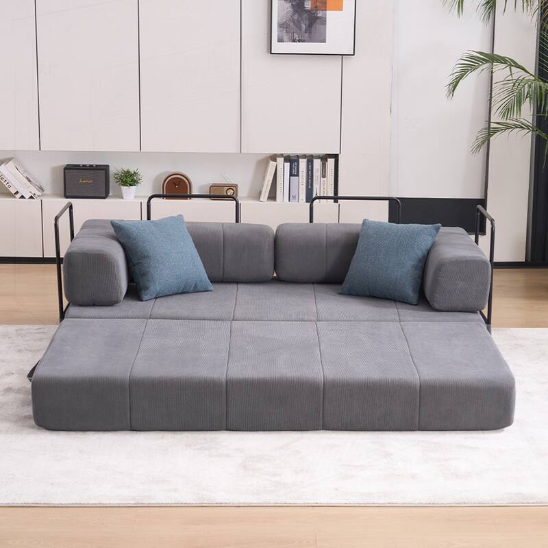 Versatile Convertible Sofa Bed with Plush Pillows for Any Living Space