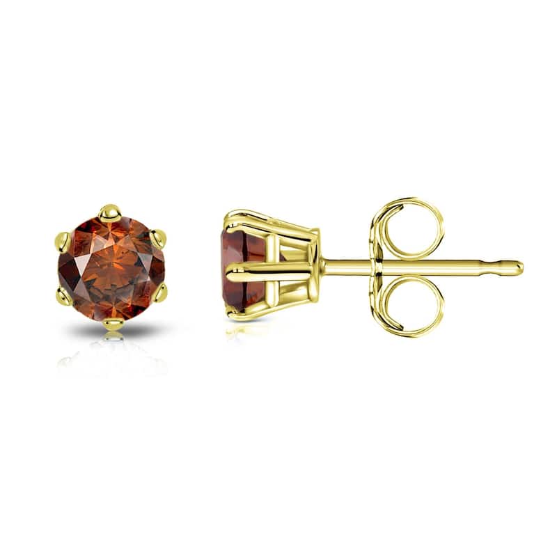 Auriya 14k Gold 1/3ctw Brown Diamond Stud Earrings 6-prong - Yellow