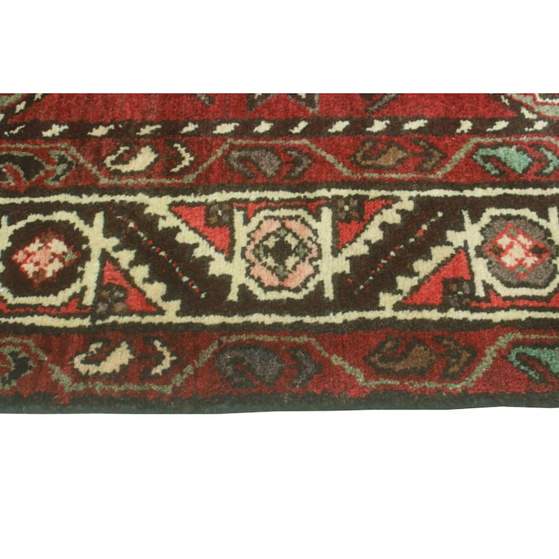 Fine Vintage Distressed Nartay Burgundy/Charcoal Runner - 3'8" x 9'11"