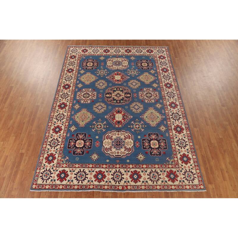 Blue Kazak Rug Hand-Knotted Oriental Wool Carpet - 8'3"x 11'6"