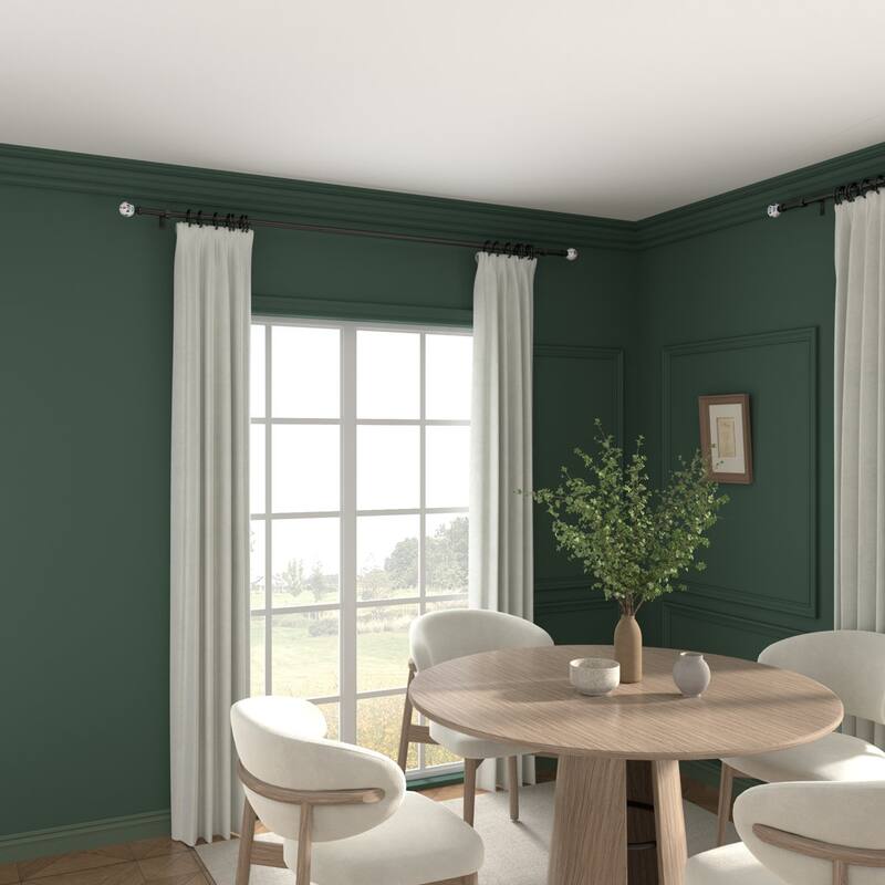 Acroma Adjustable Steel Single Curtain Rod with White Globe Ball Finial.