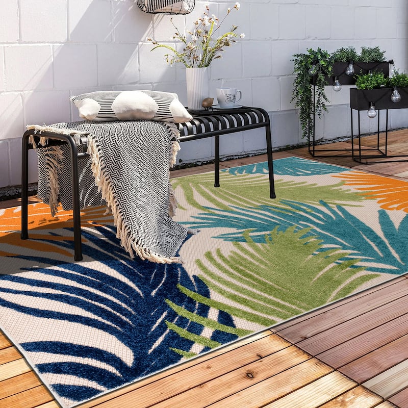 World Rug Gallery Tropical Floral Indoor/Outdoor Area Rug