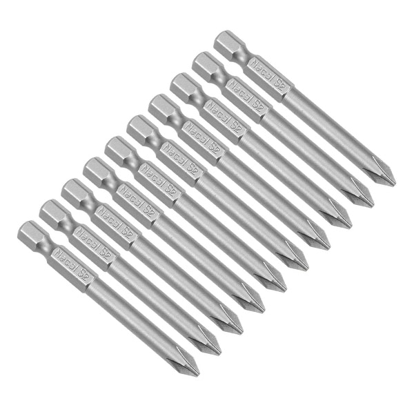 10Pcs 1/4-Inch Hex Shank 65mm Length Phillips 6PH1 Magnetic S2 Screwdriver Bits - 10pcs H1/4*65*6PH1