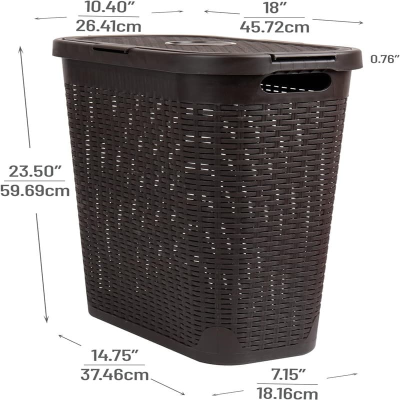 40L Slim Laundry Hamper Clothes Basket - 18"L x 10.4"W x 23.5"H