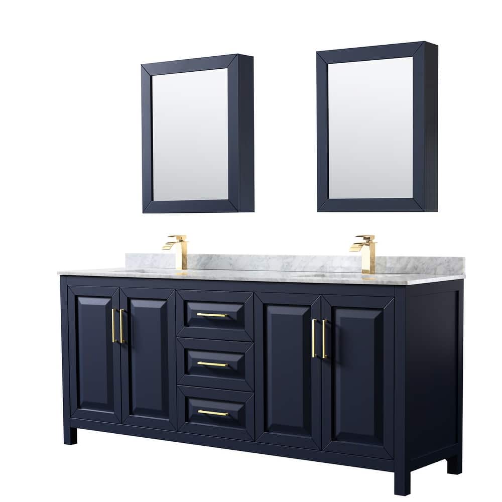 Daria 80-inch Double Vanity, Marble Top, Medicine Cabinets