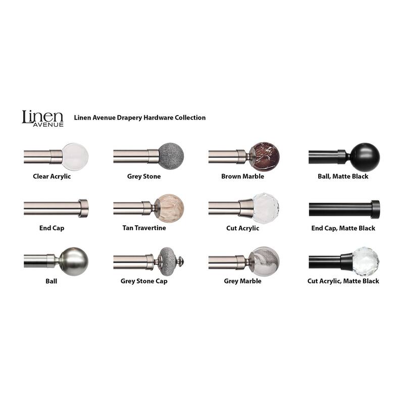 Linen Avenue Tan Travertine Single and Double Window Curtain Rod Set