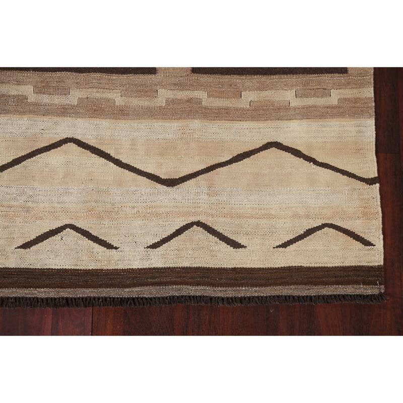 Kilim Natural Dye Geometric Tribal Oriental Area Rug Wool Flat-woven - 5'4" x 9'11"