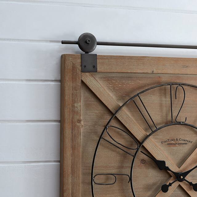 FirsTime & Co. Farmstead Fir Wood Barn Door Wall Clock On Sale