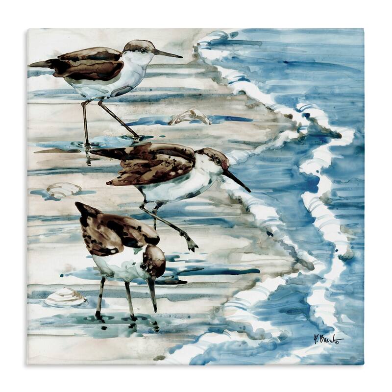 Stupell Rockhampton Sandpipers Beach Ripples Stretched Canvas Wall Art, Design by Paul Brent - 17 x 17