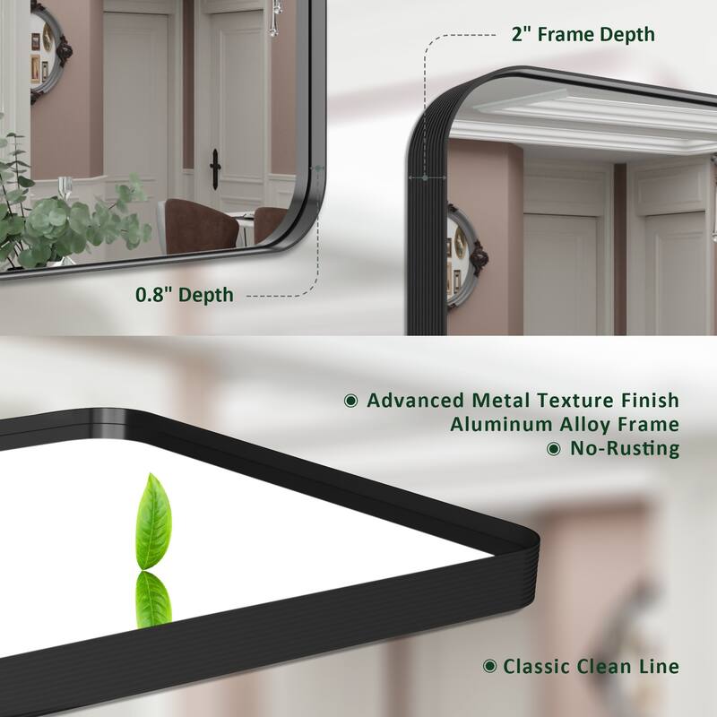 Rectangle Bathroom Mirror for Vanity Wall Mounted Vertical Horizontal Makeup Mirror