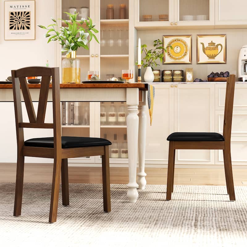 Costway Dining Chairs Set of 2/4 PU Leather Dining Room Chairs with