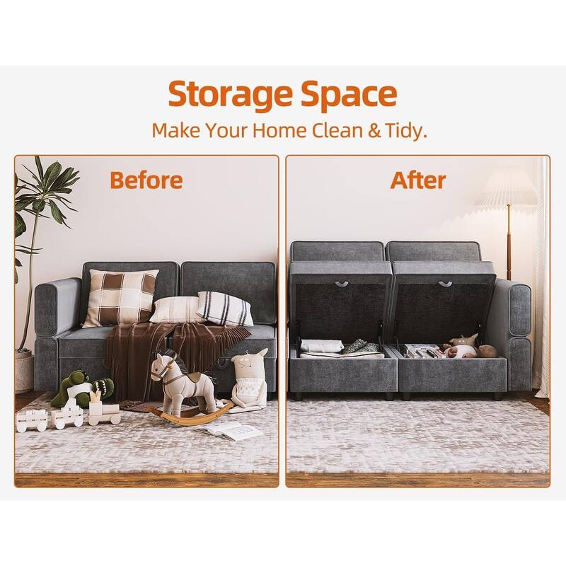 Loveseat Sofa with Storage Seat