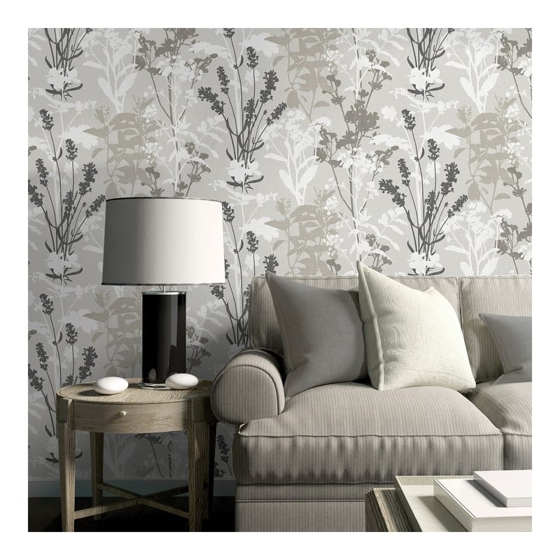 Advantage Pippin Grey Wild Flowers Wallpaper - 20.5 x 396 x 0.025