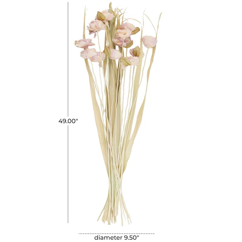 Dried Plant Tall Natural Foliage with Pink Petals - Pink - Roche River Decor - 10"W x 10"L x 49"H
