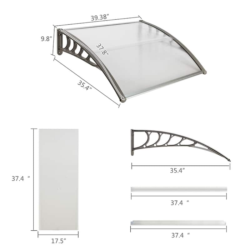 39"Household Application Door & Window Rain Cover Eaves Gray Holder