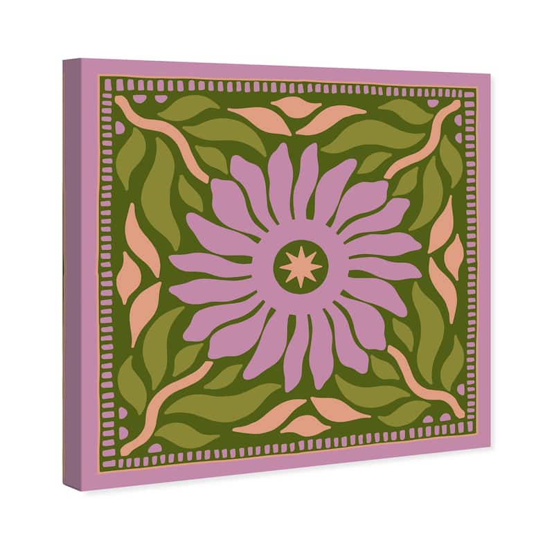 Wynwood Studio Canvas Floral and Botanical Star Flower Purple and Army Green Vintage Wall Art Canvas Print