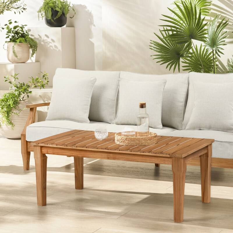 SAFAVIEH Couture Kathern Wood Patio Coffee Table. - 47.4" x 26.4" x 18.5" - 47"W x 26"D x 19"H - Natural Teak