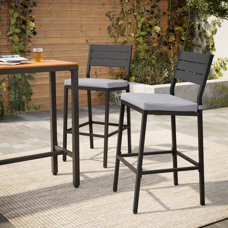 Pellebant Outdoor 2 or 4PCS Barstools with Cushion - 15.9 in D x 17.3 in W x 40.2 in H